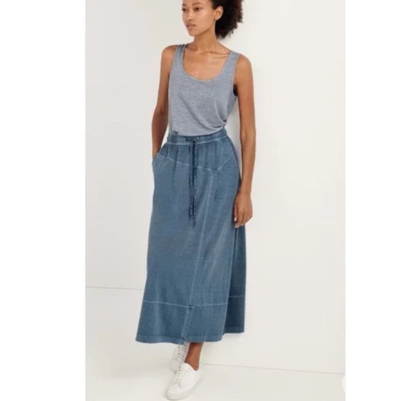 Poetry Organic Cotton Hemp Wrap-Over Midi Skirt in Blue Size 8 - Picture 1 of 10